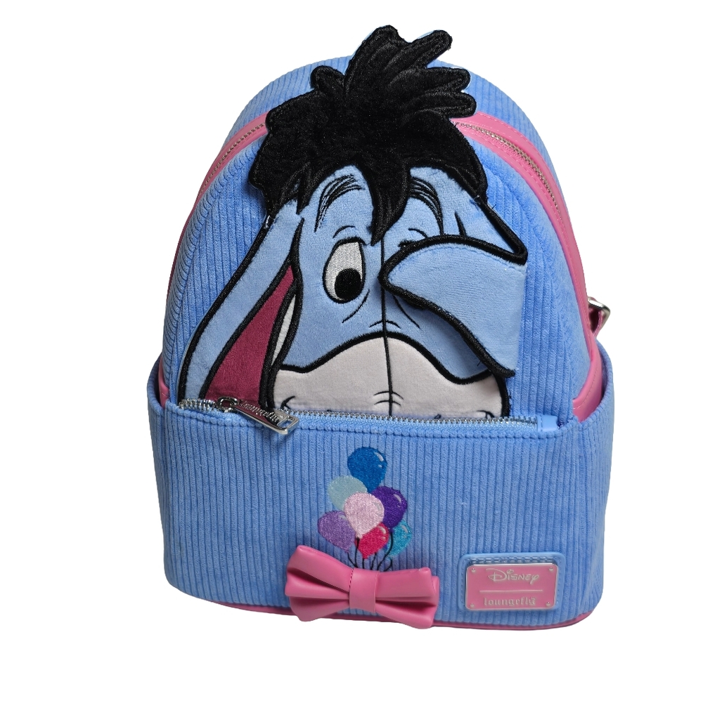 Loungefly Disney Eeyore Corduroy Mini Backpack NWT Winnie the Pooh Balloon Bow